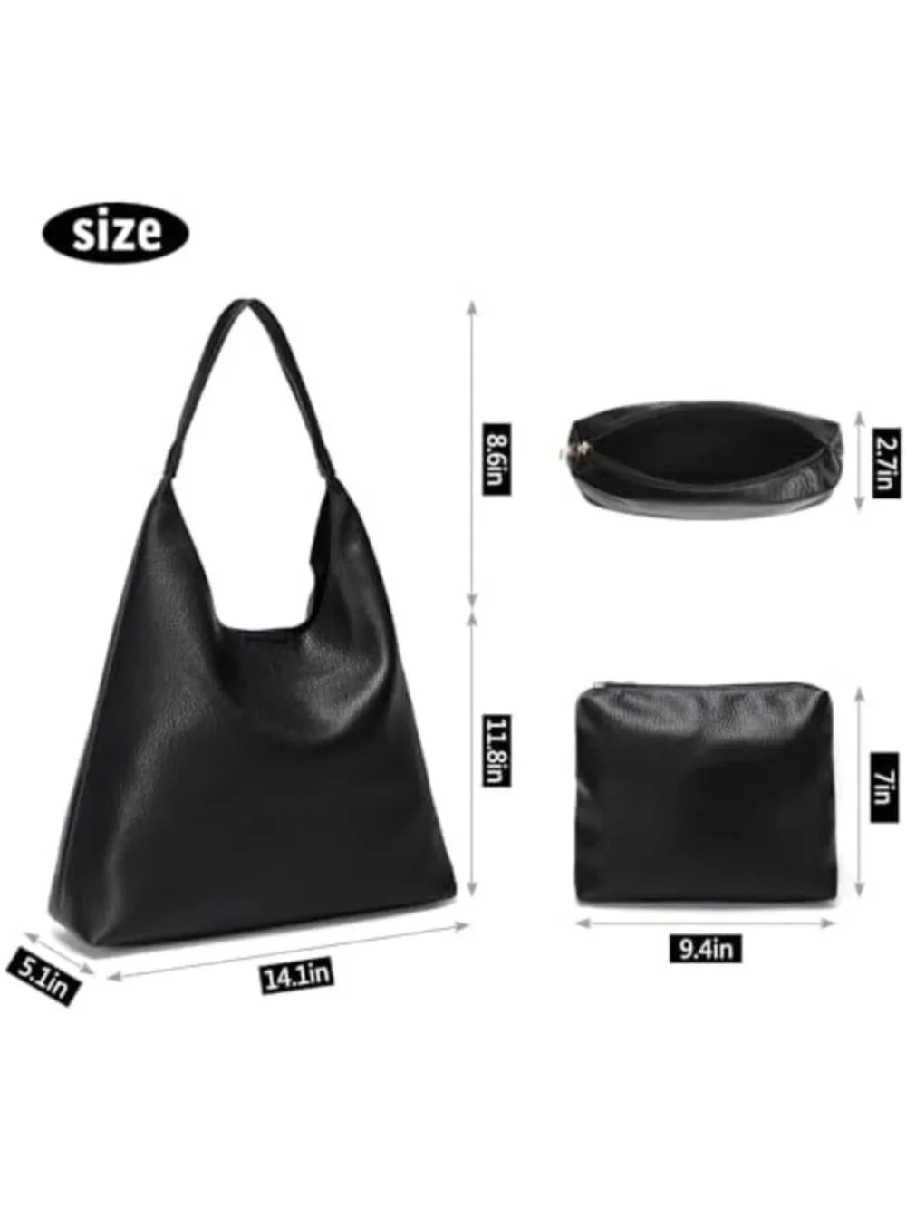Soft Vegan Leather Hobo Bag for Women | Slouchy Tote Handbag for Work & Travel